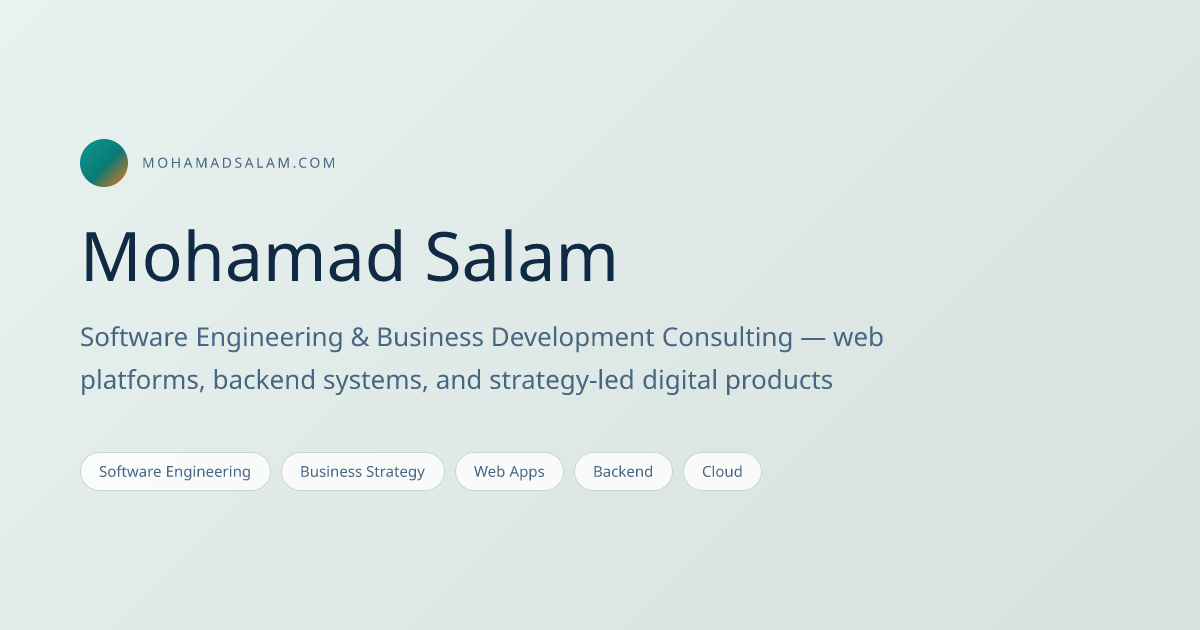 Mohamad Salam | Software Engineering & Digital Solutions